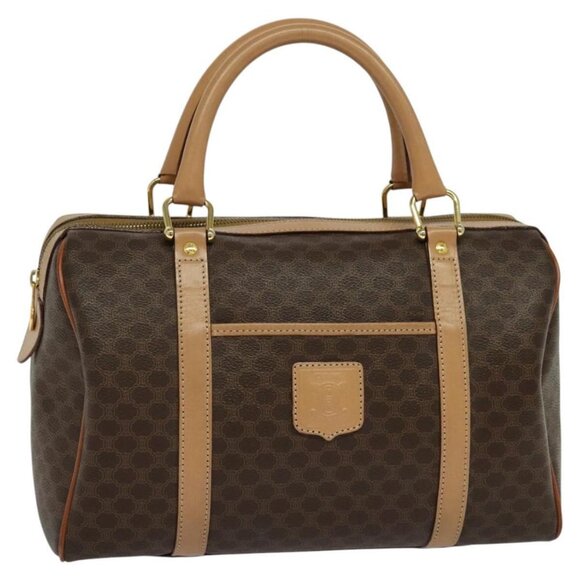 CELINE Macadam Canvas Hand Bag PVC Leather Brown Auth - Picture 1 of 16